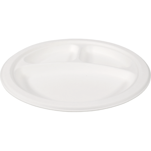 Depa - Bord | rond | 3-vaks | bagasse (suikerrietpulp) | Ø26cm | wit | 50 stuks