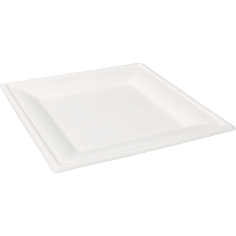 DEPA® - ® Board | Quadrat | 1-profession Bagasse (Zuckerrohrzellstoff) 26x26cm | Weiß | 50 Stück