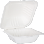 Klika - Bak | Bagasse (suikerrietpulp) | hamburgerbox | 150x150x78mm | wit | 50 stuks