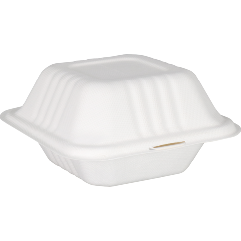 Klika - Bak | Bagasse (suikerrietpulp) | hamburgerbox | 150x150x78mm | wit | 50 stuks