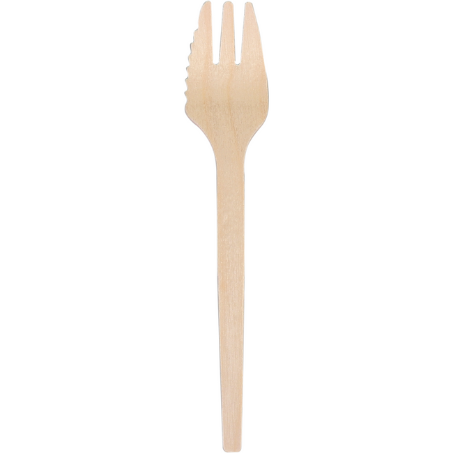 tenedor snack con filo 140mm 200 piezas madera | 5 piezas