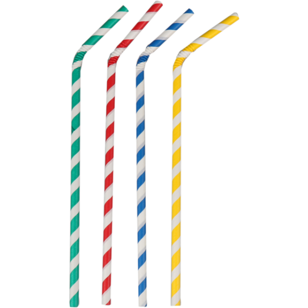 Depa -  buig drinkrietje papier gestreept assorti ø6mm x 220mm 500 stuks