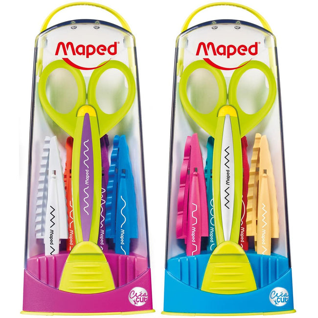 Maped - Tijeras Crea Cut con 5 motivos intercambiables display de 8 piezas surtidas