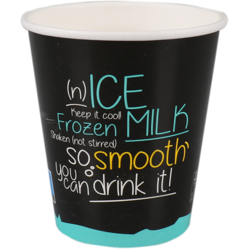 DEPA® - ® | Cup milkshake | La glace est de la glace | Cardboard + PE | 300 ml | 12oz | noir / bleu clair Manche avec 50 pièces