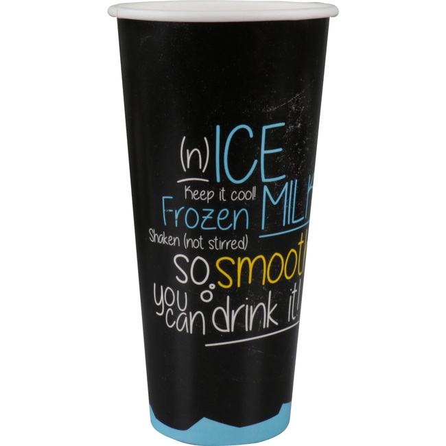 DEPA - | Milchshake -Tasse | Eis ist Eis | Karton + PE | 500 ml | 22oz | 170 mm | Schwarz/Blau Ärmel mit 50 Teilen