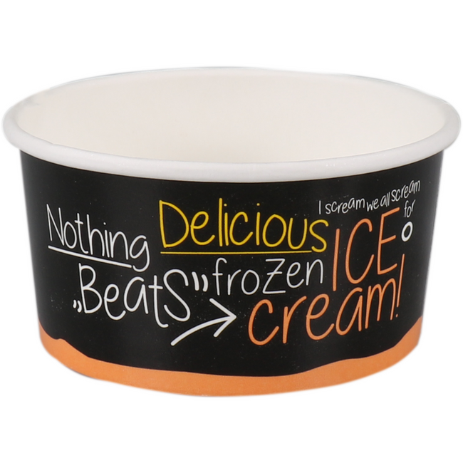 Depa -  Cup | ijscup | karton + PE | 150ml | 6oz | Ø 96mm | 49mm | zwart/oranje | 1000 stuks