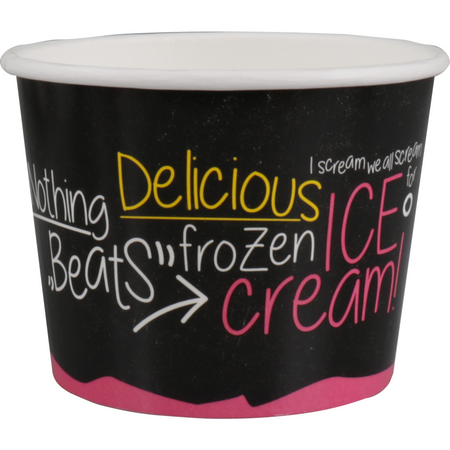 Depa -  Cup | ijscup | 300ml | 12oz | Ø 101mm | 77mm | karton + PE | zwart/roze | 1000 stuks