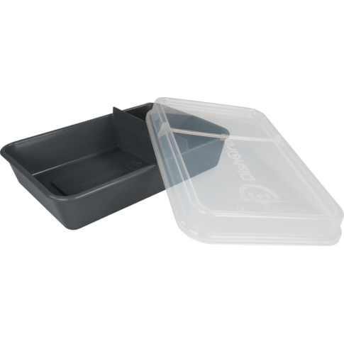 DishCircle - Échelle | avec couvercle | Réutilisable | 2 box | PP | rectangulaire 1250 ml | 23x12cm | gris / transparent 20 morceaux