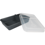 DishCircle - Schaal | met deksel | reusable | 2-vaks | pP | rechthoekig | 1250ml | 23x12cm | grijs/transparant | 20 stuks