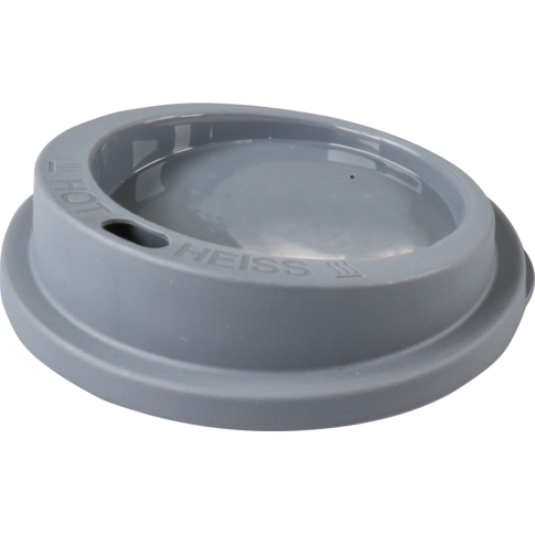 Ökocup - LID | PP | Round | Réutilisable | avec trou de consommation Ø80 mm | Gris | 20 morceaux