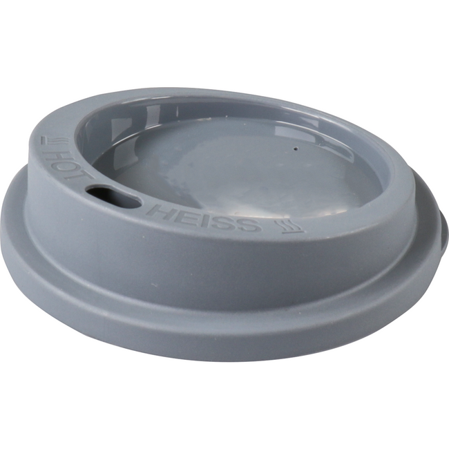 Ökocup - LID | PP | Round | Réutilisable | avec trou de consommation Ø80 mm | Gris | 20 morceaux