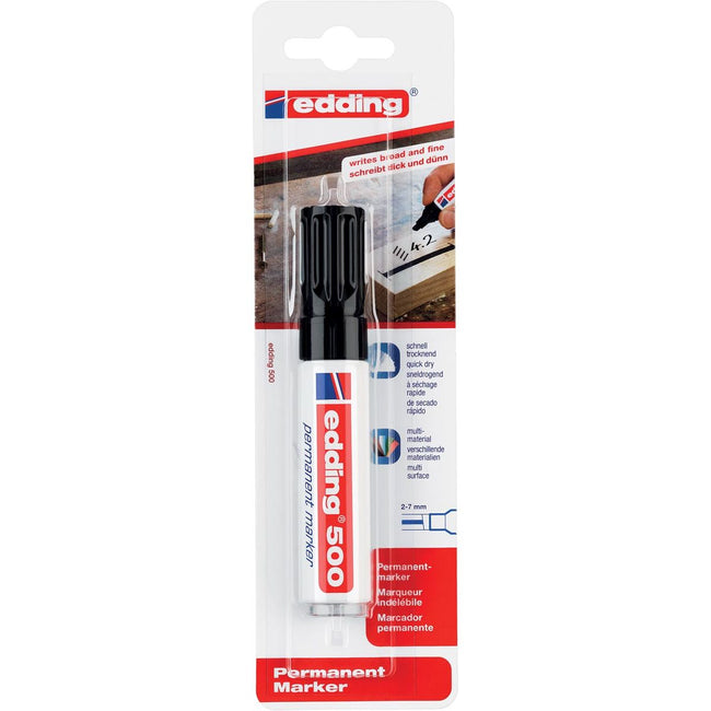 Edding -  permanente marker e-500 zwart, op blister