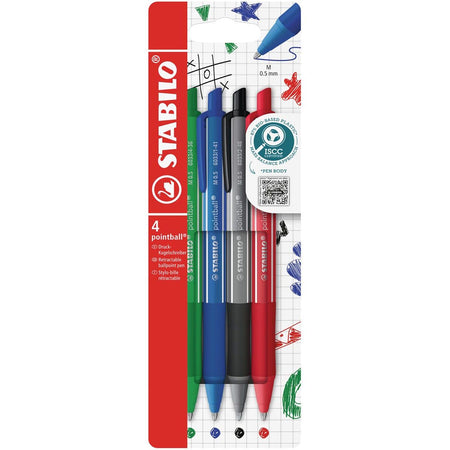 STABILO -  Pointball colorful balpen, medium punt, etui van 4 stuks, assorti
