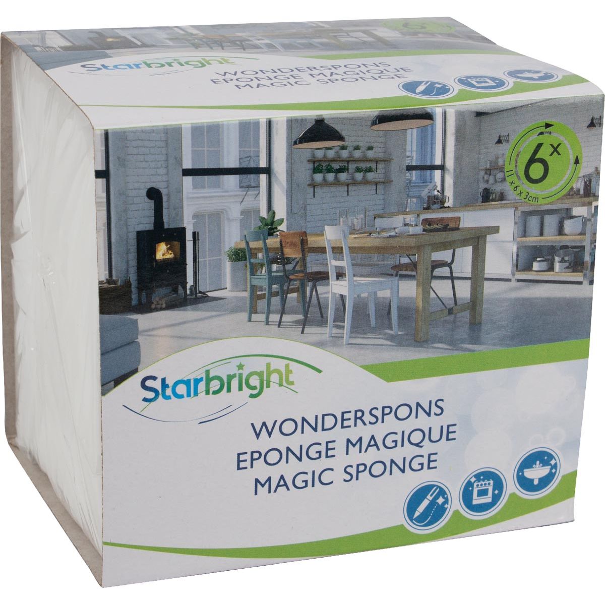 Klika - Wonder Sponge Mélamine, pack de 6 pièces
