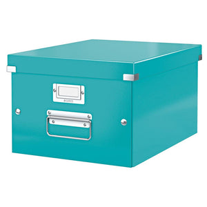Leitz - Caja de almacenamiento Click Store WOW cartón reciclado mediano 281x200x370mm azul hielo