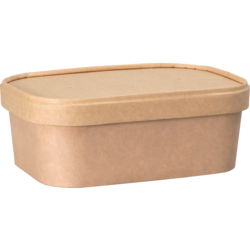 Depa® - ® bac Cardboard + PP | 750 ml | Récipient de repas | 169x117x56mm | Brun | 300 pièces