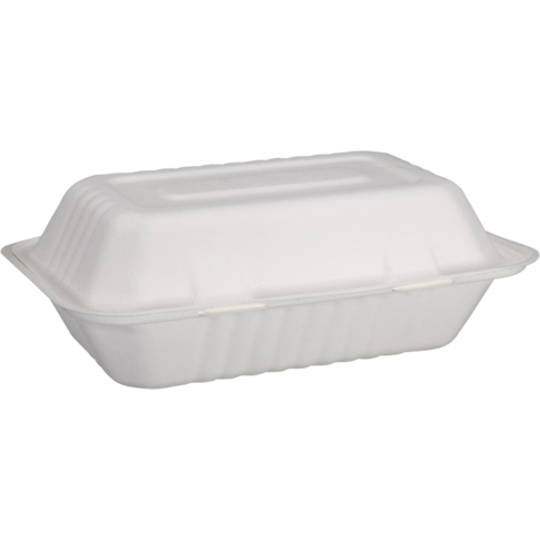 Depa® - ® bac Bagasse (pulpe de canne à sucre) 1000 ml | Boîte de repas | 23x15.5x6,5 cm | Blanc | 50 pièces