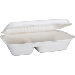 Depa® - ® bac Bagasse (pulpe de canne à sucre) 2 box | 1000 ml | Boîte de repas | 25x16x6cm | Blanc | 50 pièces