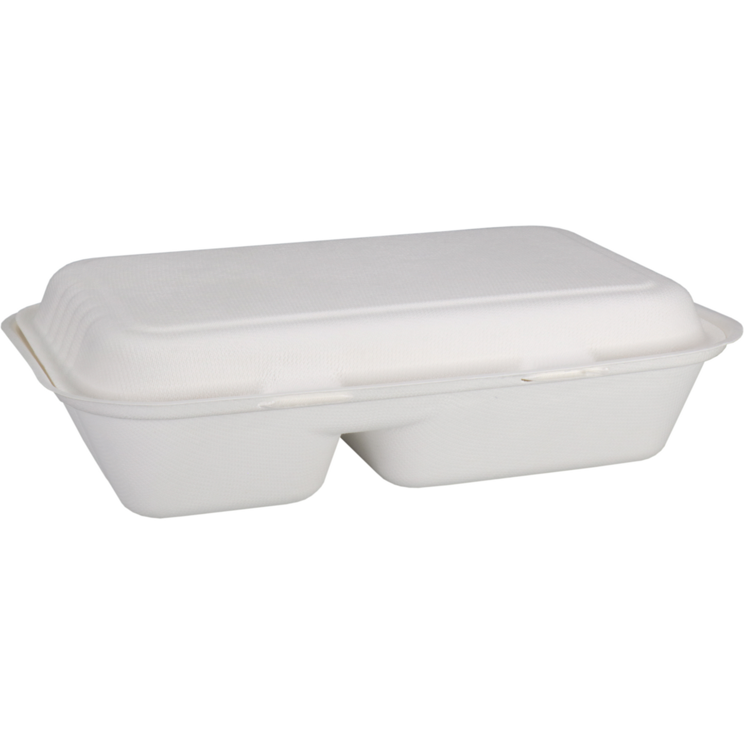 DEPA - BAK | Bagasse (Zuckerrohrzellstoff) 2-Box | 1000 ml | Mahlzeitbox | 25x16x6cm | Weiß | 50 Stück