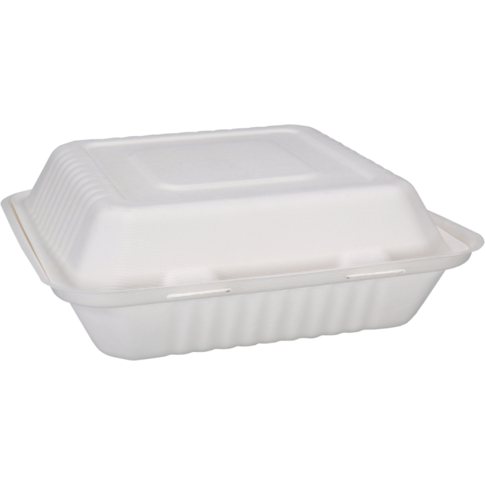 Depa® - ® bac Bagasse (pulpe de canne à sucre) 3-Profession | 1200 ml | Boîte de repas | 23x23x7.8cm | Blanc | 50 pièces