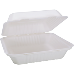 Depa® - ® bac Bagasse (pulpe de canne à sucre) 1200 ml | Boîte de repas | 23x23x7.8cm | Blanc | 50 pièces