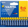 Varta -  batterij Longlife Power AAA, blister van 8 + 4