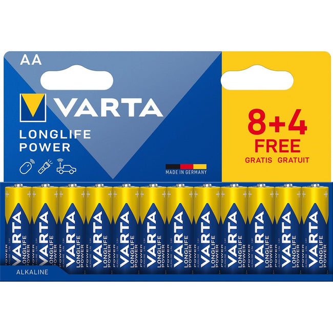 Varta -  batterij Longlife Power AA, blister van 8 + 4