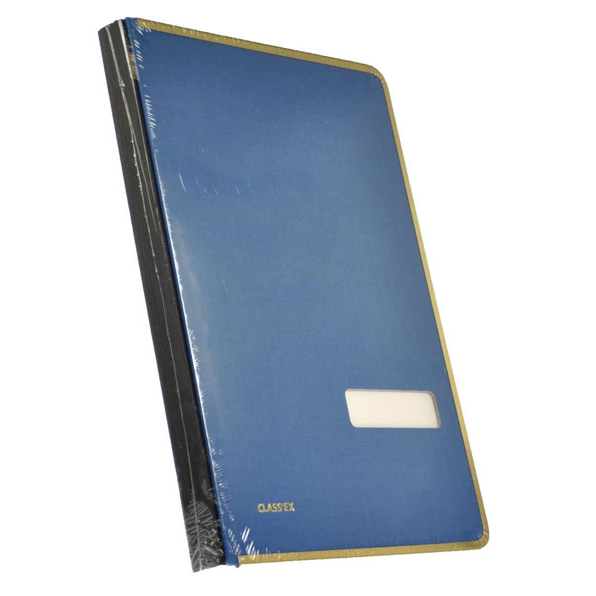 Classex -  Class'ex handtekenmap, linnen omslag, met metalen beschermrand, blauw