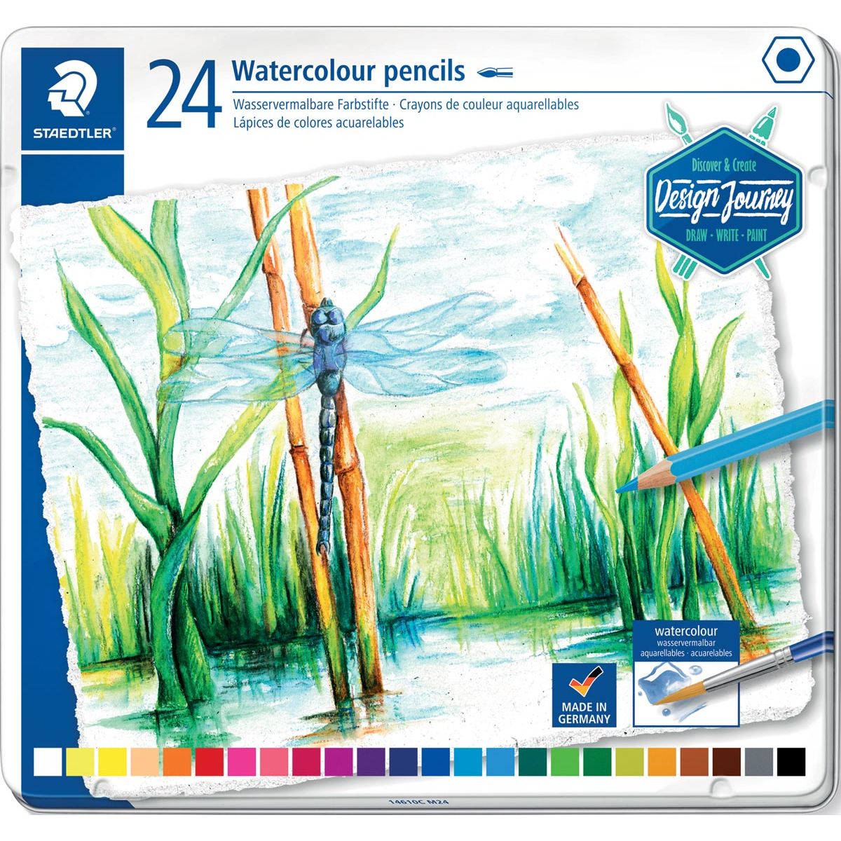 Staedtler - Crayon aquarelle, boîte en métal avec 24 couleurs