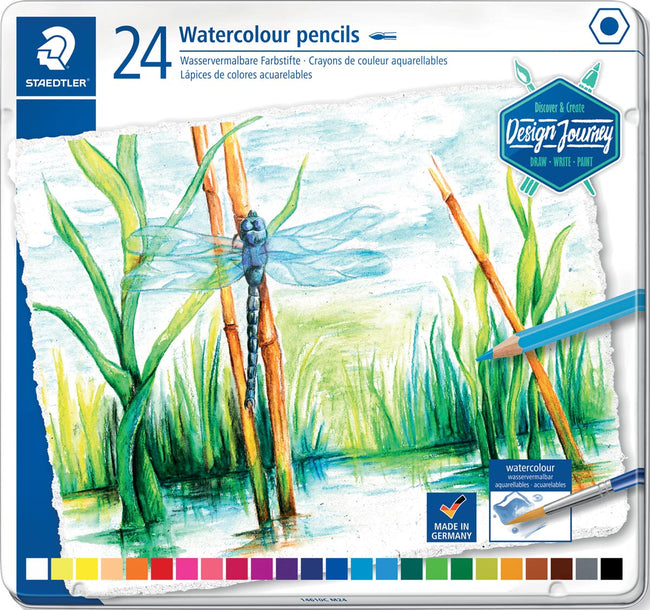Staedtler - matita acquerellabile, scatola di metallo con 24 colori