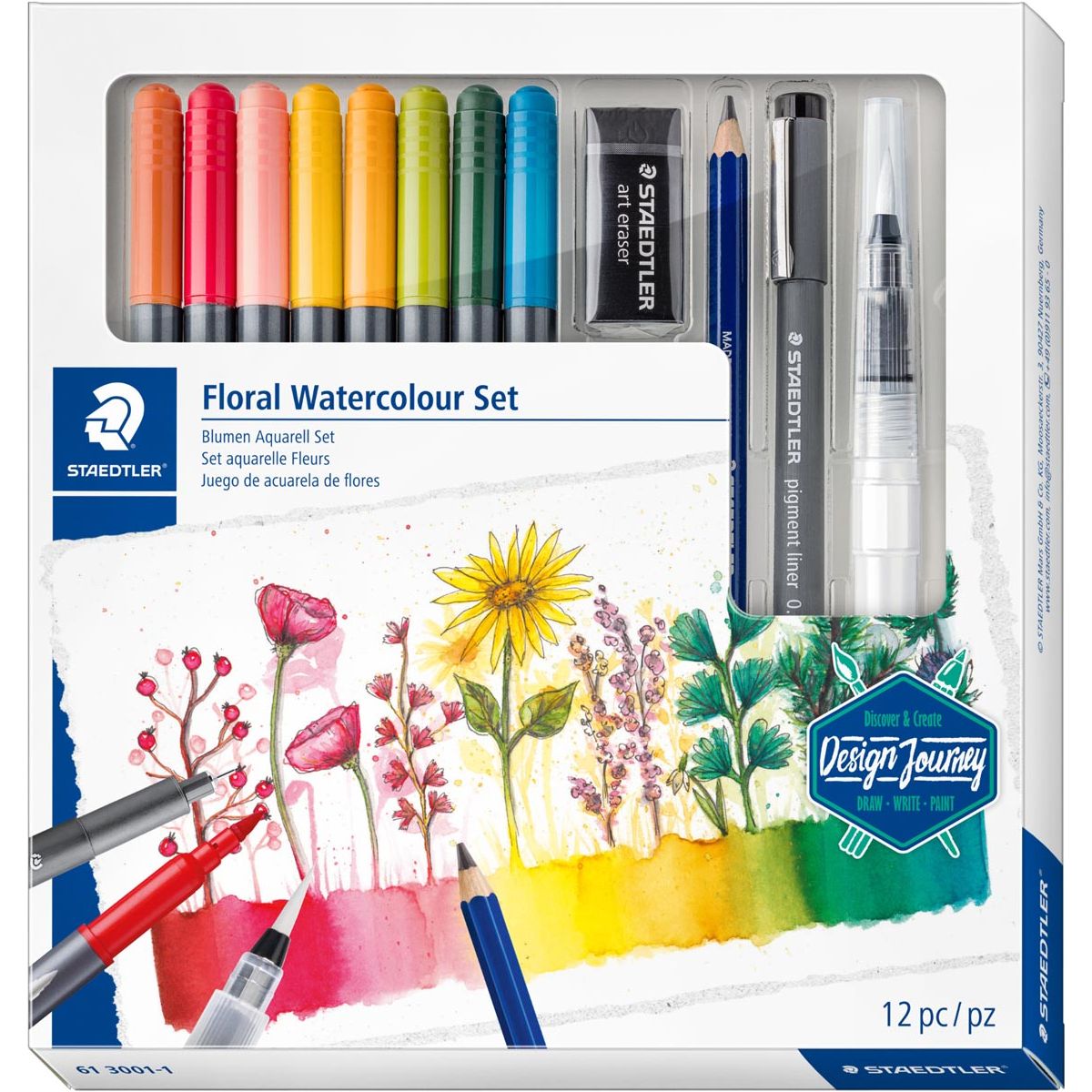 Staedtler - Blumen -Aquarell -Set, Set von 12 Teilen