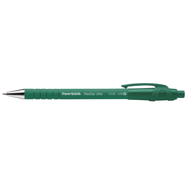 Paper Mate - Stylo à bille Flexgrip Ultra moyen vert | 12 pièces