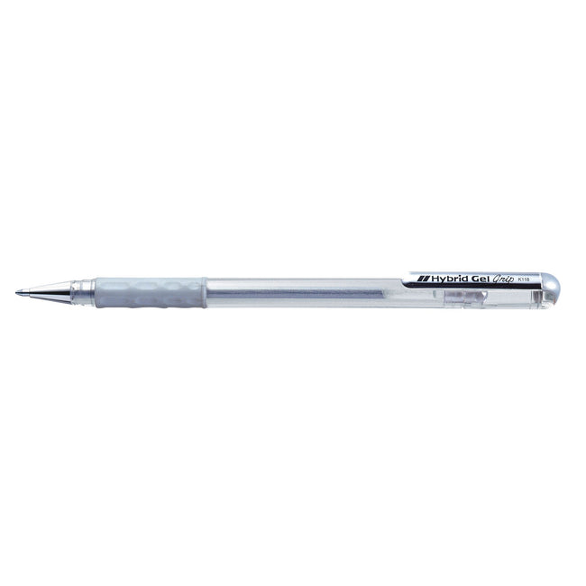 Pentel -  Gelschrijver  k118 grip m zilver | 12 stuks