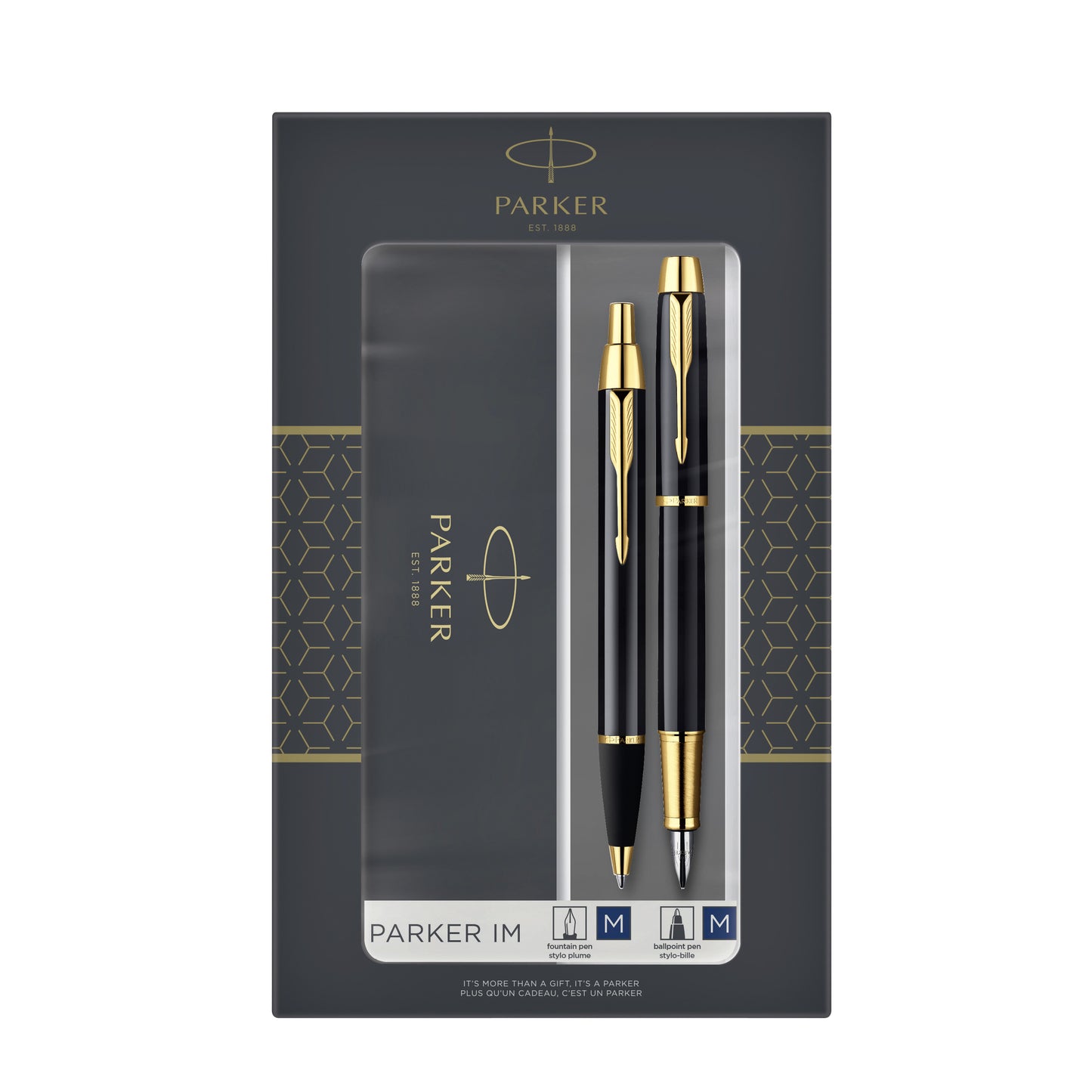 Parker - Penna a sfera e stilografica IM nera GT media 2 pezzi
