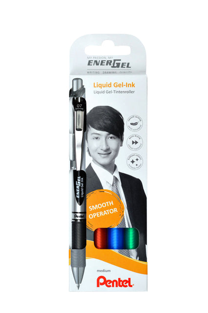 Pentel-gelShrip Pentel BL77 Energel M SW-RD-BL-GN | Blister un 4 pièces