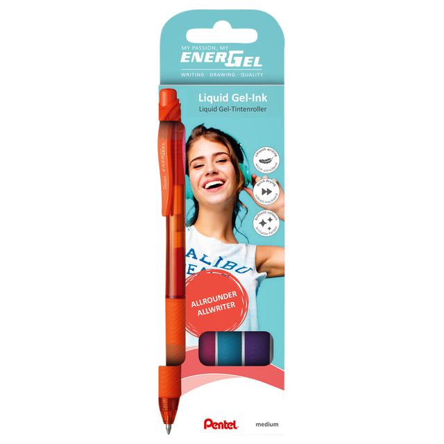 Pentel-Gelshrijk Pentel BL107 ENERGEL-X M O-RZ-LBL-VI | Blasen Sie ein 4 -Stück