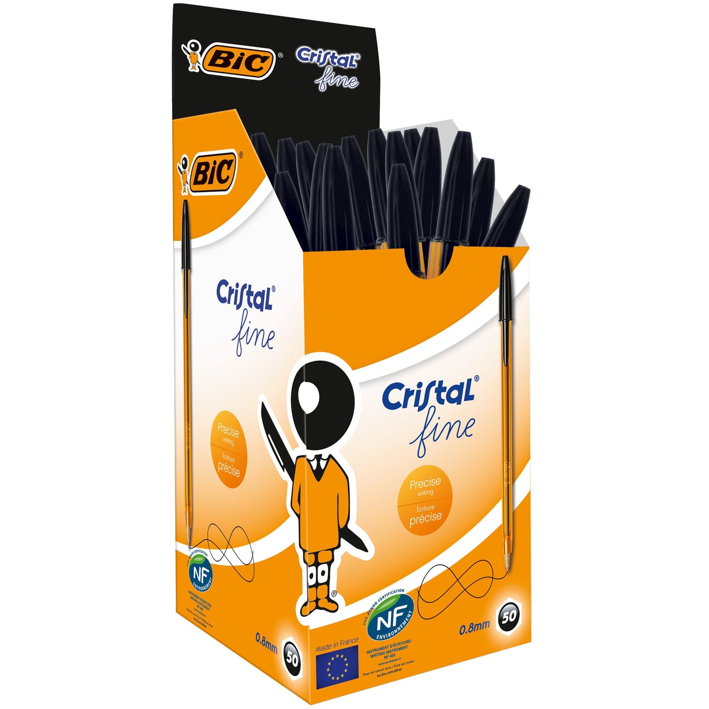 Bic - Bolígrafo cristal f negro | 50 piezas