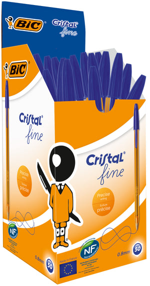 Bic - Stylo bille cristal f bleu | 50 pièces