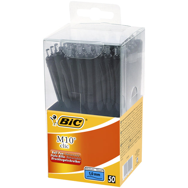 Bic -  Balpen M10 medium zwart in tubo verpakking
