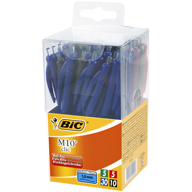 BIC - Ballpen Bic M10 Tubo 50 M Assorti | Boîte extérieure une pièce de 50