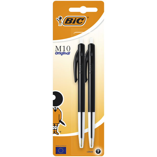 Bic - Balpen M10 zwart medium blister à 2st | 20 stuks