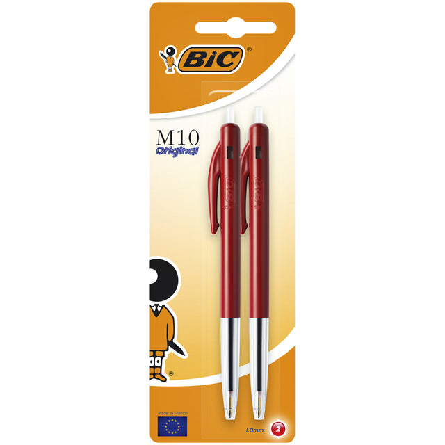 BIC - Ball Pen Bic M10 M Rood | Blister un 2 pièces