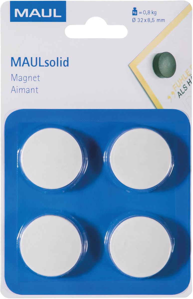 Maul - magneet Solid 32mm trekkracht 800gr blister 4 wit