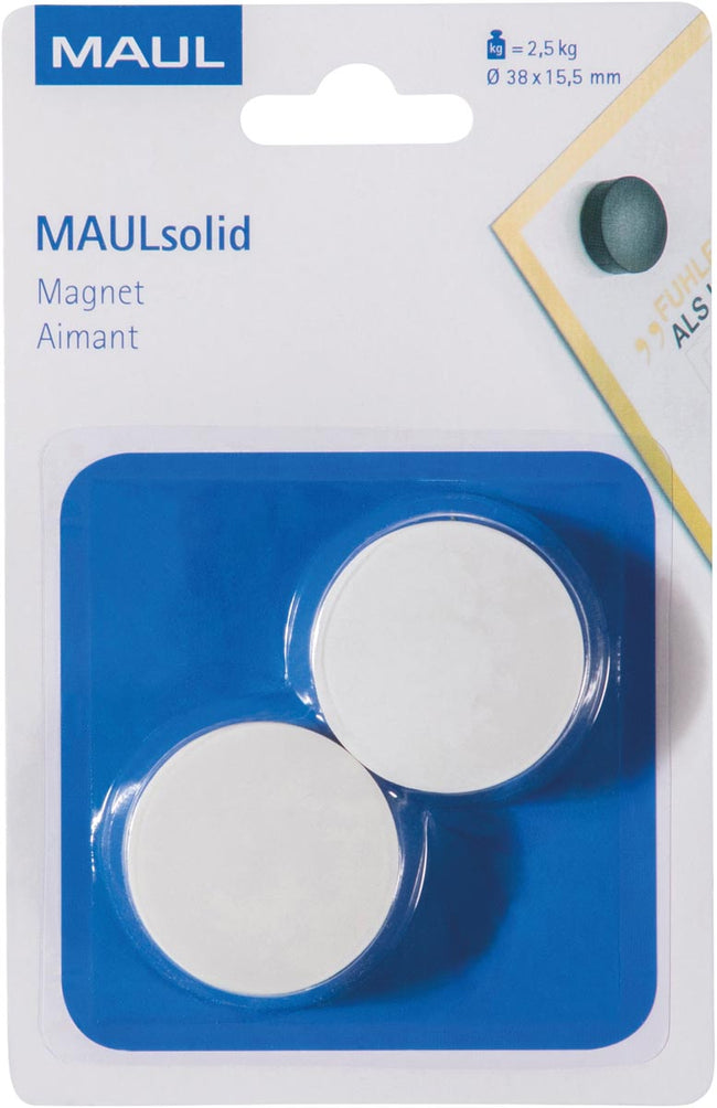 Maul - magneet Solid 38mm trekkracht 2.5kg blister 2 wit