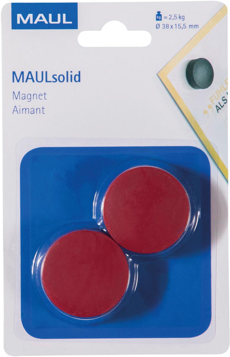 Maul - magneet Solid 38mm trekkracht 2.5kg blister 2 rood