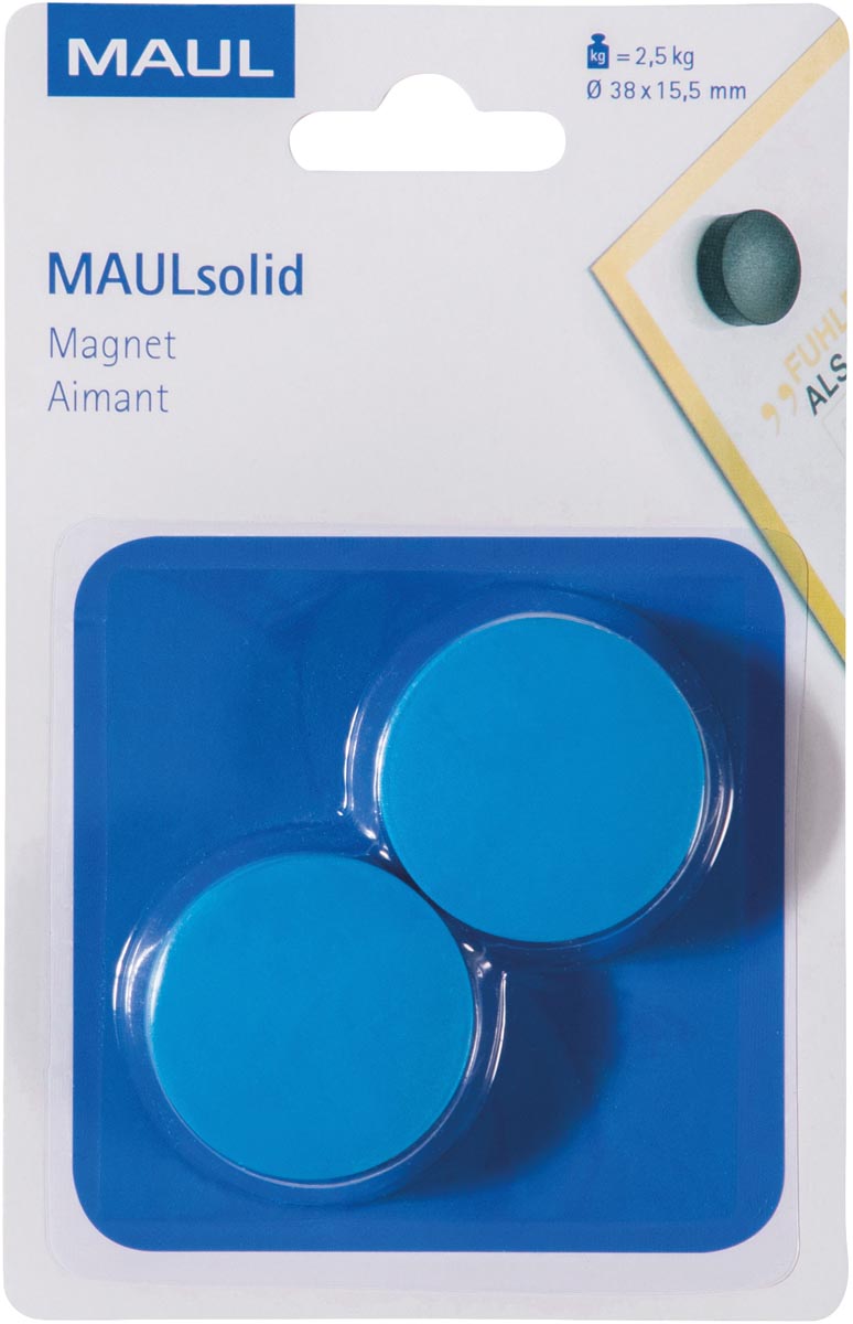 Maul - magneet Solid 38mm trekkracht 2.5kg blister 2 blauw