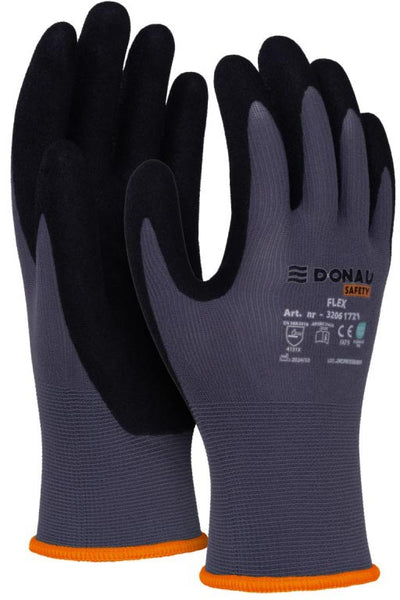 DONAU SAFETY -   veiligheidshandschoenen Flex, grijs, S, maat 7