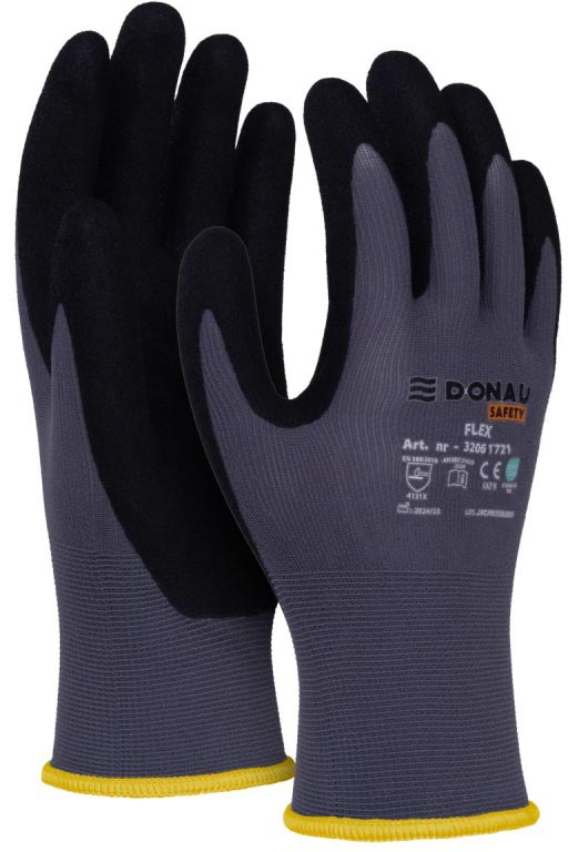 DONAU SAFETY -   veiligheidshandschoenen Flex, grijs, M, maat 8