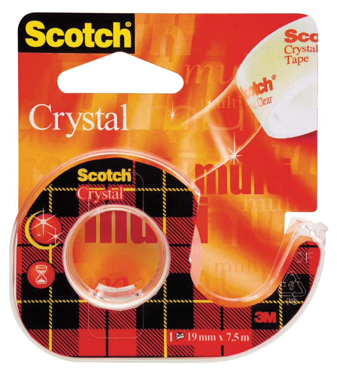 Scotch - Packbandkristall ft 19 mm x 7,5 m, Blase mit 1 Roller mit 1 Roll