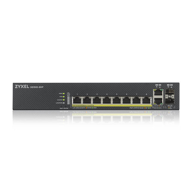 ZYXEL -   GS1920-8HPV2 Managed Gigabit Ethernet (10/100/1000) Power over Ethernet (PoE) Zwart